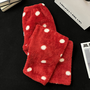 Walking God Pants Flannel Pajamas Can Wear Cartoon Coral Fleece Lazy Pajama Pants Women's Autumn and Winter Pants Home Pants