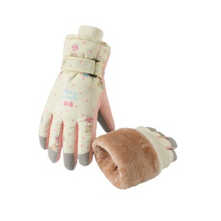 Manufacturer Supplies Cute Bear Ski Gloves, Split-Finger Outdoor Cycling Fleece-Lined Thickeneded Warm Gloves