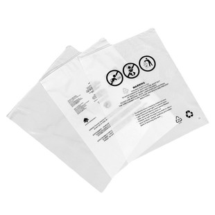 Cross-border milky white warning language clothing packaging bag clothes zipper bag children's clothing transparent pe sealed pocket printing wholesale