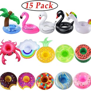 pvc inflatable cup holder unicorn pineapple watermelon coconut tree duckling swan cup holder floating cup holder water supplies