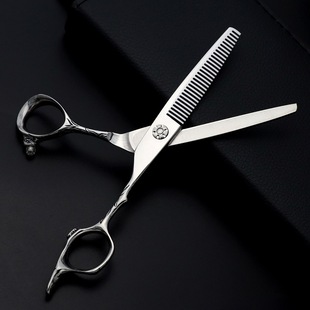 Factory wholesale silver 6 inch high-end Barber scissors hair salon Barber scissors flat teeth scissors professional hair scissors
