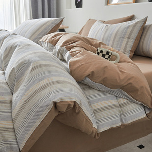 Simple Cotton Bed Four-piece Set Bed Cover Cotton Bed Sheet Quilt Cover Dormitory Three-piece 2025 New Bedding