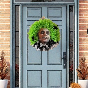 Cross-border new halloween beetle juice wreath horror atmosphere decoration props holiday door hanging wreath decorations