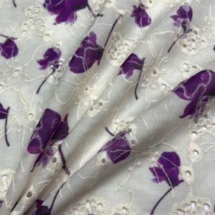 Qingwu embankment willow summer new fresh branches and leaves printed pearl yarn semi-transparent chiffon fabric dress fabric