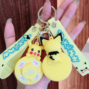 Новый веселый прилив играть Sanrio поворотный стол Pikachu брелок школьная сумка подвеска автомобильная цепочка для ключей куклы машина оптом