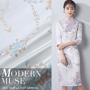 High-end high-precision jacquard fabric rose rose court flower cheongsam fashion Chinese classical dress fabric wholesale