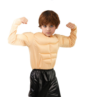 Muscle Men's T-Shirt Role Playing Fake Chest Abs Funny Handsome Boy Muscle Top Adult Costsize