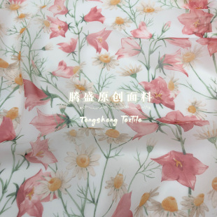 Holiday Style big flower new fabric bright silk chiffon base material replaceable base material plate making goods digital factory direct sales