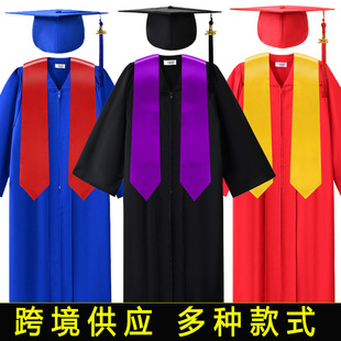2025 European and American New Cross-Border Bachelor's Uniform College Student Graduation Robe Graduation Ceremony Suit Manufacturer Direct Sales Wholesale