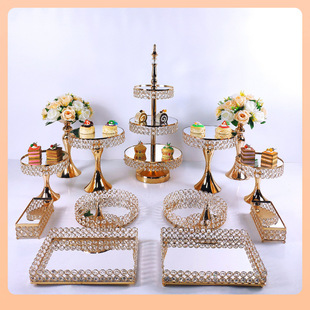14Y Crystal Dessert Table Exhibition Stand Ornaments Cake Dessert Shelf Wedding Cosmetics Storage Tray Display Rack