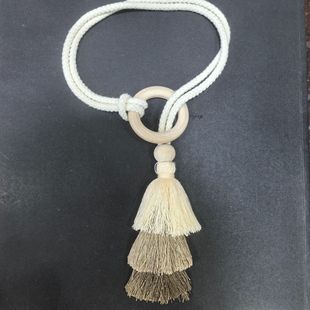 Scandinavian Curtain Straps, Wooden Ring Tassels, Wooden Ring Beads, Three-Color Hanging Tassel Gauze Curtains, Cotton Rope Straps, Home Accessories