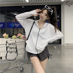 Ice silk summer outdoor sunscreen women's Korean version of loose light breathable outdoor cardigan zipper jacket coat wholesale