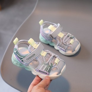 Children's sports sandals 2025 spring and summer new hollow mesh covered beach shoes boys and girls soft bottom casual sandals