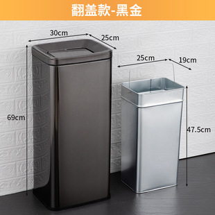 Stainless steel hotel trash can lobby hotel square vertical ashtray with inner bucket shopping mall peel bucket box
