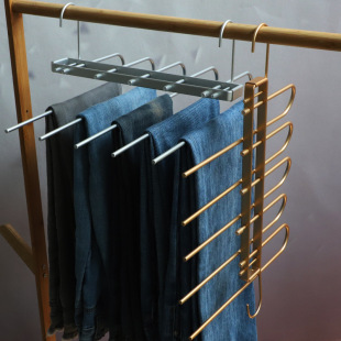 Multi-Layer Folding Trouser Rack, Multi-Functional Clothes Hanger, Aluminum Alloy Trouser Rack, Multi-Functional Space-Saving Wardrobe Storage Aluminum Trouser Rack