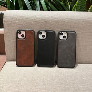 Однотонный кожаный магнитный Корпус для мобильного телефона Apple 15ProMax, европейский и американский 14, Мода 13, все включено 12, новый 11