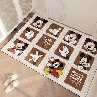 Cartoon Mickey Entrance Silk Ring Floor Mat Entrance Door Rubbing Soil Wear-resistant Cuttable Foot Mat Entrance Dust Removal Cuttable Floor Mat