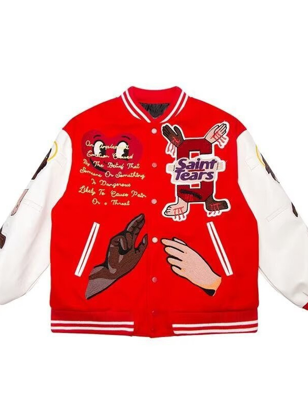 Baseball Collar American Retro Letter Embroidery Puzzle Baseball Jacket High Street Casual Loose Couple Jacket Coat for Spring and Autumn
