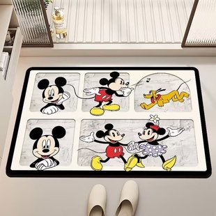 Cartoon cute Mickey toilet toilet door non-slip mat bathroom absorbent mat quick-drying diatom mud cushion
