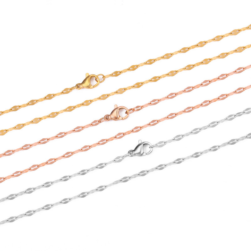 Cross chain blade chain snake bone chain O-chain box chain lip chain hammer square chain gypsophila titanium steel electroplated 18K gold