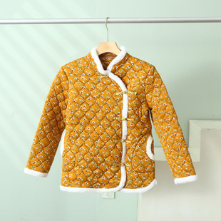 Fashionable retro floral floral slanting buckle cotton-padded jacket autumn and winter thick cold-proof warm jacket fashion festive women's jacket