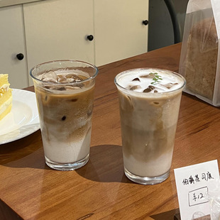 Korean ins Coffee Shop with Transparent Glass Coffee Cold Drink Cup Simple Water Cup Bubble Water Cup Juice Cup