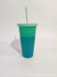 Cross-border Export pp Temperature-sensing Plastic Color-changing Cup Large Capacity 710ml Summer Transparent Straw Cup Milk Tea Cup
