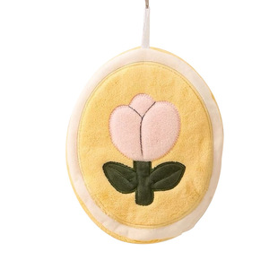 Tulip Wipe Hand Towel Hanging Cute Coral Fleece Absorbent Household Small Daisy Bathroom Kitchen Hand Wipe Towel