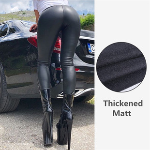 Amazon wish new multi-color leather pants women's high waist leather pants leggings women's four-sided elastic hip pencil pants women