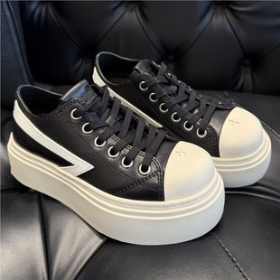 2025 New Top Edition Cruciferous SMFK Night Meteor Leather Sneakers Women's Black and White Contrast Wilderness Skateboard Shoes