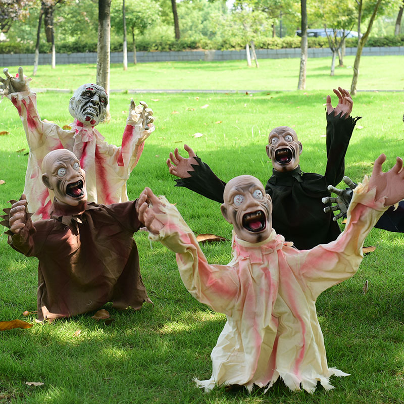 Large Halloween Horror Decoration Floor Pole Swinging Ghost - Amazon's New Bestselling Voice-Controlled Frightening Decoration