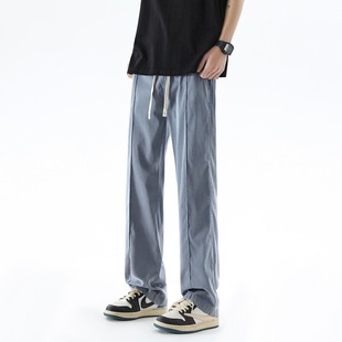 Ice Oxygen Bar Tencel Jeans Men's 2024 Summer New Fashion Brand Straight Loose Wide Leg Pants Ice Silk Pants Men's