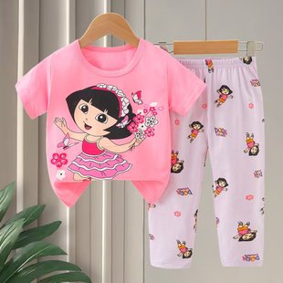 Kid's pajamas детская одежда 2025 детские мультфильмы пижамы летняя корейская версия брюки с короткими рукавами фабрика прямой поставки