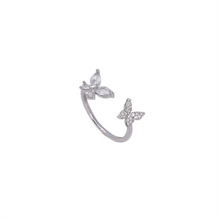 High-grade Butterfly Zircon Open Ring Women's ins Fashionable Fashion Distinctive Finger Ring Light Luxury Design Niche Ring