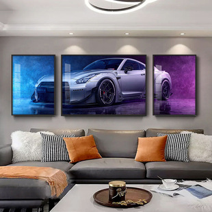 Modern minimalist light luxury decorative painting living room sofa background wall God of War GTR sports car hanging painting world famous car mural