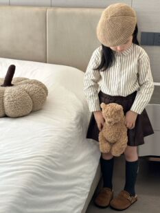 Korean Style Girls 23 New Spring and Autumn Leather Suit Shirt Pleated Skirt High Texture Coat Fashion Long