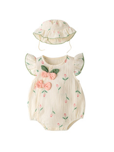 Baby clothes summer jumpsuit girl baby ha clothes newborn go out thin princess full moon hundred days bag fart clothes