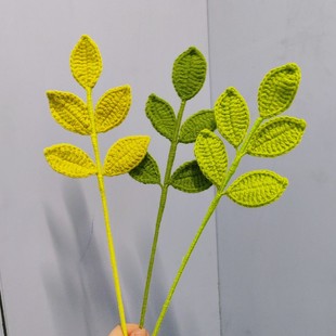 Amazon cross-border new handmade finished weaving four seasons leaf imitation flower wool knitted bouquet wholesale
