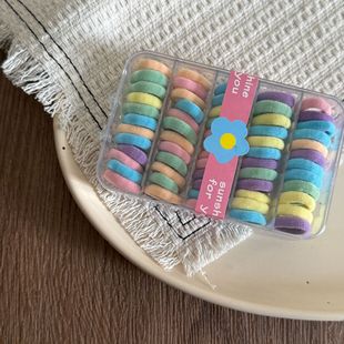 Basic Boxed 60 Color Thumb Ring Children's Elastic Hair Ring Rubber Tendon Hair Rope