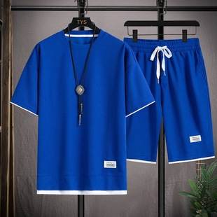 Waffe Ice Silk Shorts suit Men's Summer Thin Casual Sports Five-point Beach Pants Fashionable Loose Large Pants