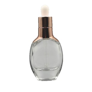 Thick bottom shoulder set 30ml essence bottle 30ml flat dropper essential oil bottle transparent glass cosmetic bottle