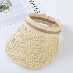 Straw Pearl Empty Top Hat Summer Korean Style Outdoor Sun Hat Riding Travel Lafite Straw Hat Sun Hat