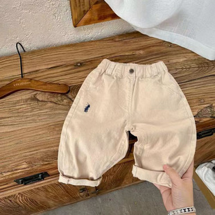 2023 Spring and Autumn New Boys and Girls Casual Solid Color Stretch Cotton Pants Baby Straight Pants Chen Chen Children's Trousers