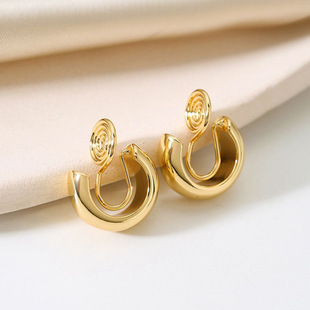 South Korea Ins Style Mosquito Incense Plate Ear Clip Women's Earrings Without Ear Holes Simple Elegant Ear Buckle C- shaped Niche Ear Trendy Cross-border Ear Accessories
