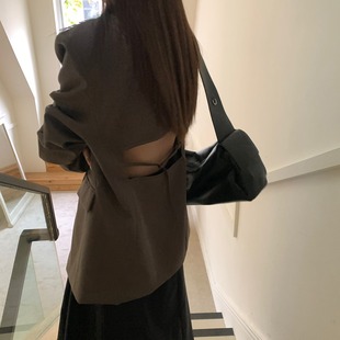 Xiaosen online design sense niche suit jacket for women 2024 spring new back waist hollow-out suit 90951
