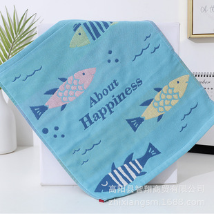 Полотенце Zhiyang Новое квадратное полотенце из марли Happy Fish Южная Корея мягкое Впитывающее кухонное полотенце для рук заводская цена оптом