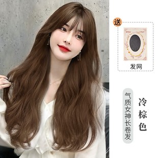 Mera silk wig women's long hair full head cover big wave curly hair natural simulation human wig Net Red fashion New