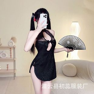 Early Rui sexy underwear sexy hollow cheongsam pajamas temptation perspective uniform suit pure retro passion 6170