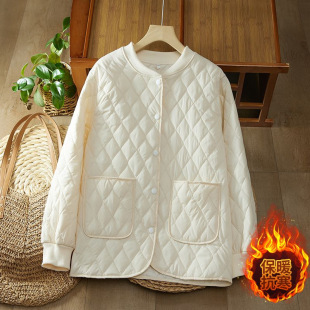 Diamond Plaid Quilted Thin Jacket Women's Short Winter 2024 New Korean Style Loose Casual Lightweight Two-piece Set