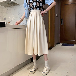 Pleated skirt mid-length skirt summer 2023 new French high waist slimming chic cover skirt for women